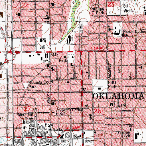 Topographic Map of Love, Joy and Peace Church of God, OK