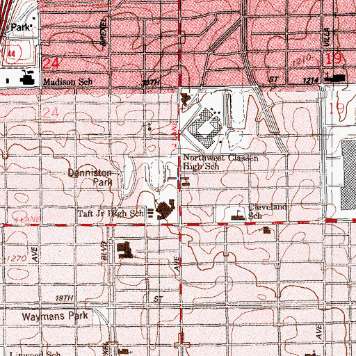 Topographic Map of May Avenue United Methodist Church, OK