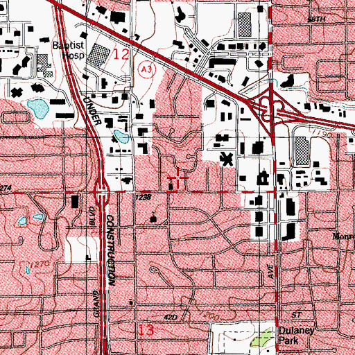 Topographic Map of Mayfair Heights United Methodist Church, OK