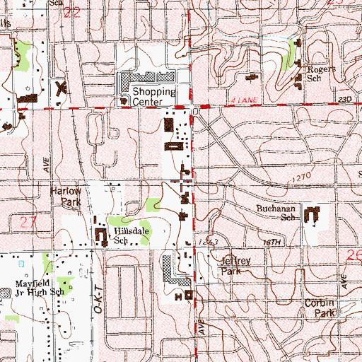 Topographic Map of Memorial Christian Church, OK
