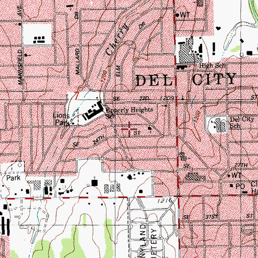 Topographic Map of Mid-Del Christian Church, OK