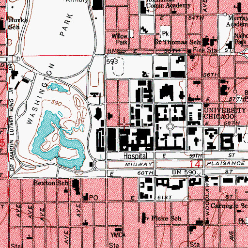Topographic Map of American School, IL