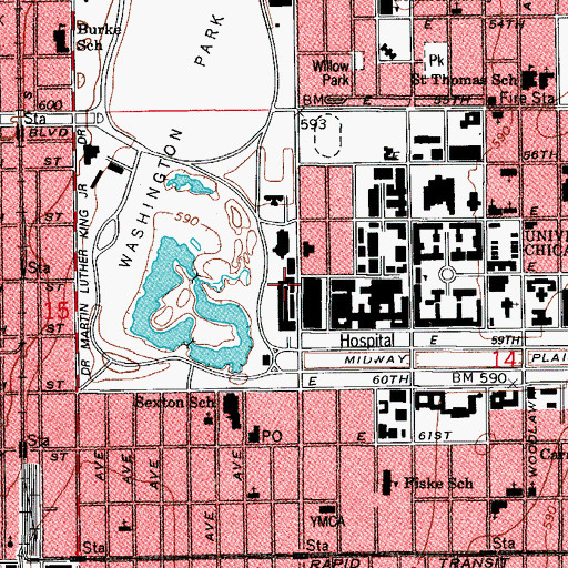 Topographic Map of Chicago City Parks Maintenance Building, IL