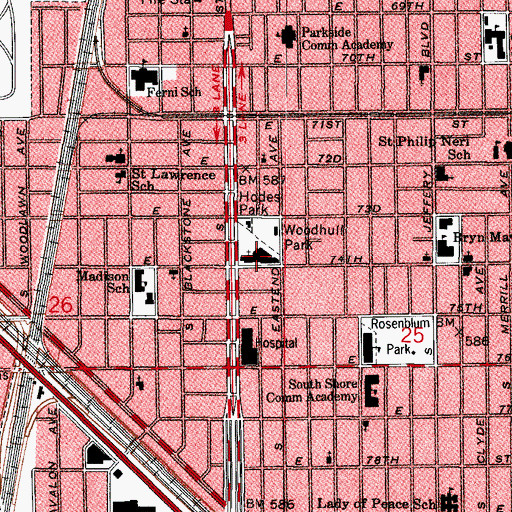 Topographic Map of Clara Muhammad Elementary School, IL