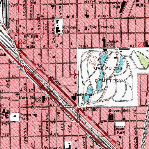 Topographic Map of Cosmopolitan Church of Prayer, IL