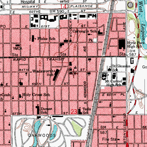 Topographic Map of First Presbyterian Church, IL