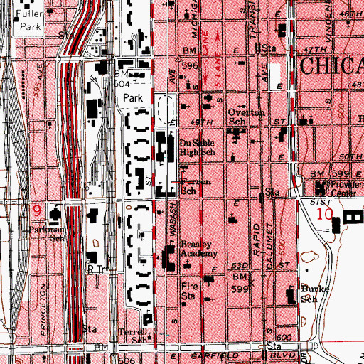 Topographic Map of Forrestville Hyde Park Congregation of Jehovah Witnesses, IL