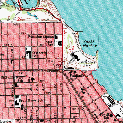 Topographic Map of Free School of Business Management, IL