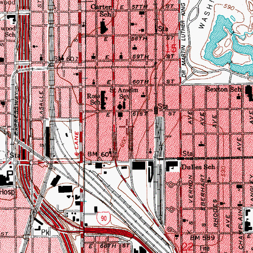 Topographic Map of Full Gospel Pentecostal Church, IL