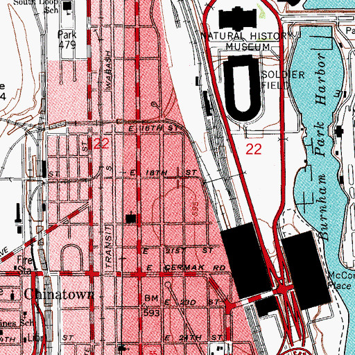 Topographic Map of Glessner House, IL