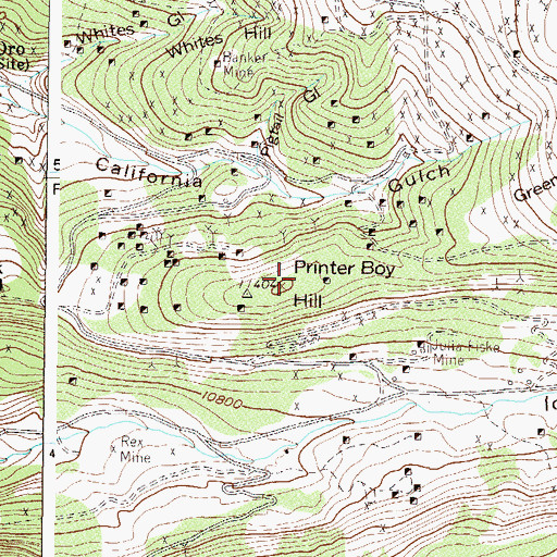Topographic Map of Printer Boy Hill, CO