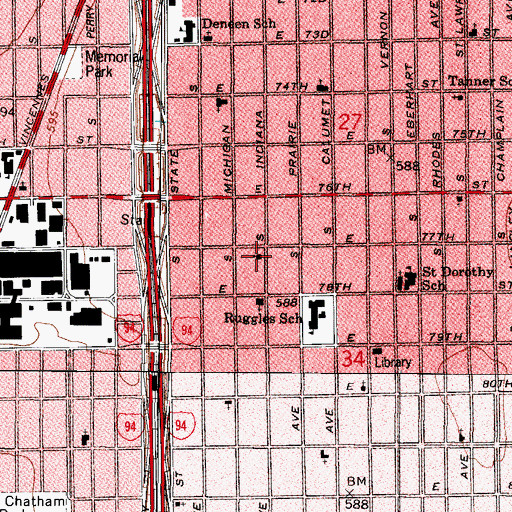 Topographic Map of Grace and Glory Gospel Chapel, IL