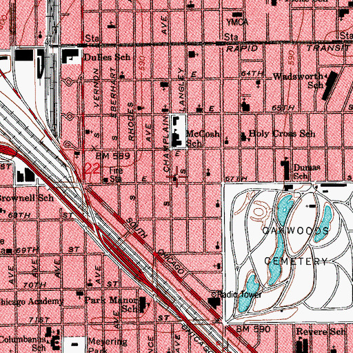 Topographic Map of Greater Unity Missionary Baptist Church, IL
