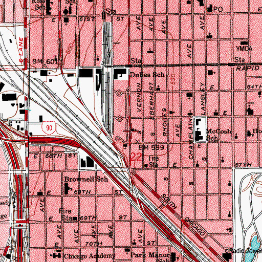 Topographic Map of Helping Hand Spiritual Church, IL