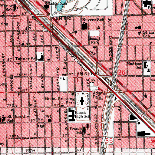 Topographic Map of Holy Covenant Non-Denominational Church, IL