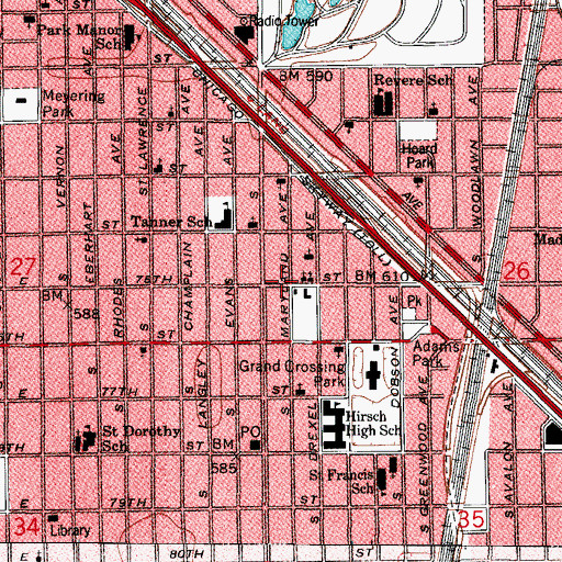 Topographic Map of Holy Stranger Home Church, IL