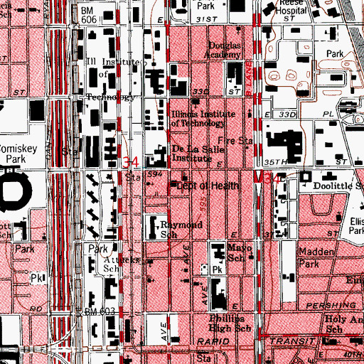 Topographic Map of Indiana Avenue Pentecostal Church of God, IL