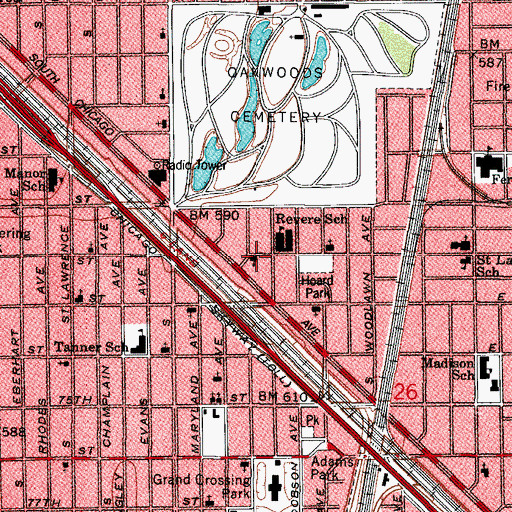 Topographic Map of Ingleside Community Church of the Nazarene, IL