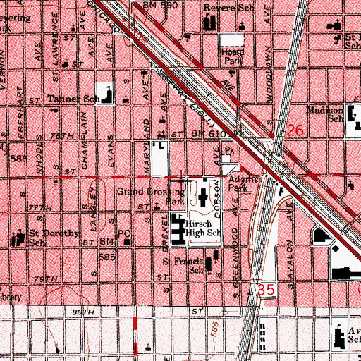 Topographic Map of Ingleside-Whitfield United Methodist Church, IL