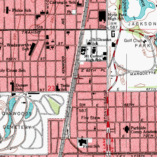 Topographic Map of Jehovahs Witnesses Stony Island Congregation, IL