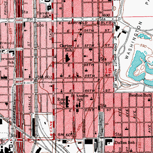Topographic Map of Jubilee Christian Methodist Episcopal Church, IL