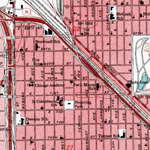 Topographic Map of Kelly United Methodist Church, IL