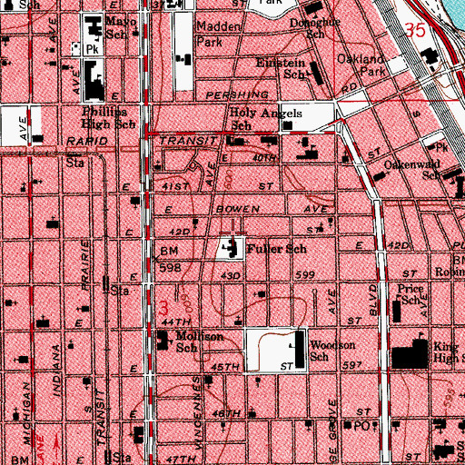 Topographic Map of Kingdom Hall of Jehovahs Witnesses, IL