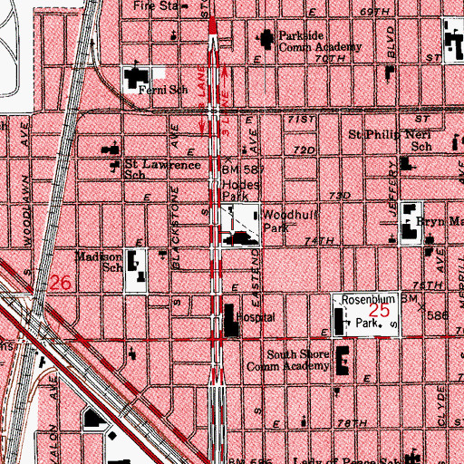 Topographic Map of Masjid Hon Elijah Muhammad Church, IL