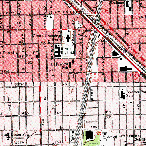 Topographic Map of Mayfair Academy of Fine Arts, IL