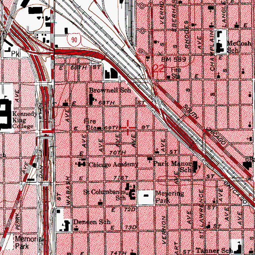 Topographic Map of Mount Olive Church of God in Christ, IL