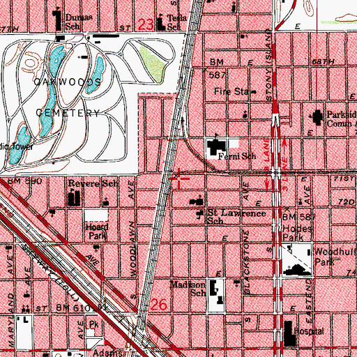 Topographic Map of Oakwood Congregation of Jehovah Witnesses, IL