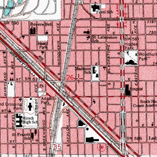 Topographic Map of Pentecostal Apostolic Overcoming Holiness Church, IL