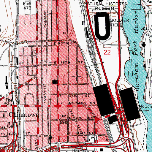 Topographic Map of Prairie Avenue Historic District, IL