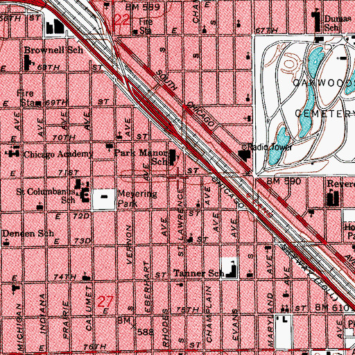 Topographic Map of Rising Sun Spiritual Church, IL