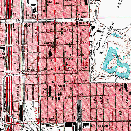 Topographic Map of Saint Augustines Cathedral, IL