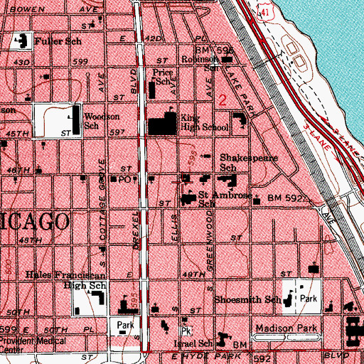 Topographic Map of Saint James United Methodist Church, IL