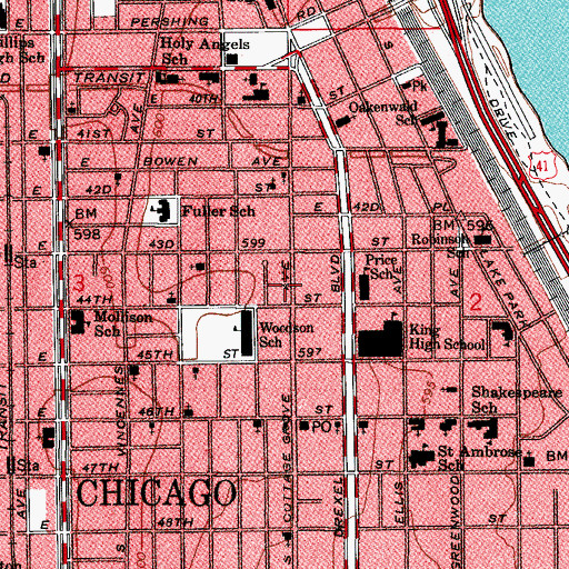 Topographic Map of Saint John Spiritual Church of the Soul, IL