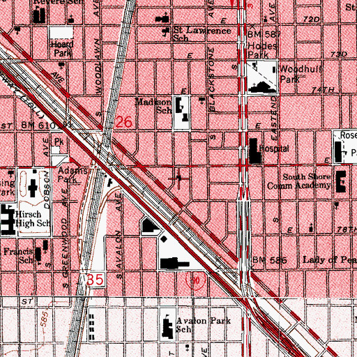 Topographic Map of Saint Paul Evangelical Lutheran Church, IL