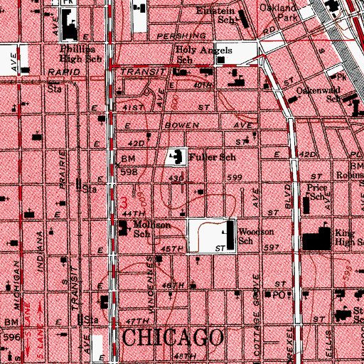 Topographic Map of Saint Thomas Spiritual Church, IL