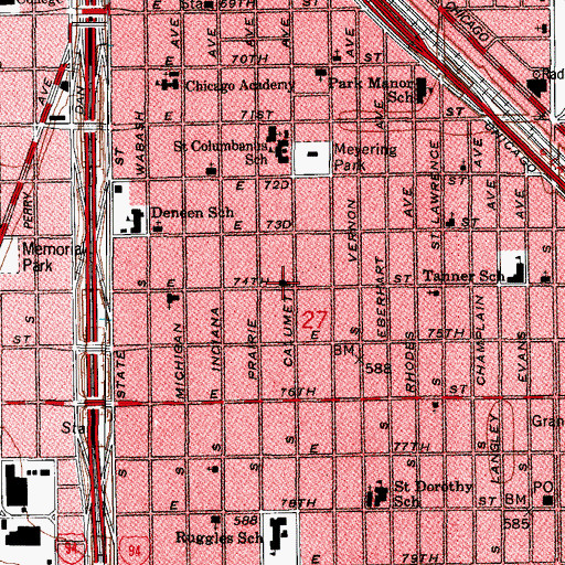 Topographic Map of Salem Lutheran Church, IL