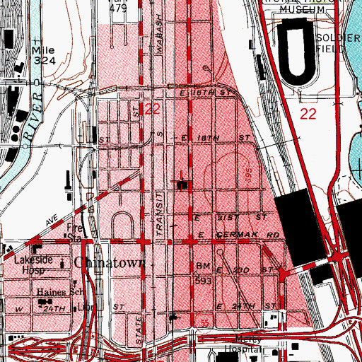 Topographic Map of Second Presbyterian Church, IL