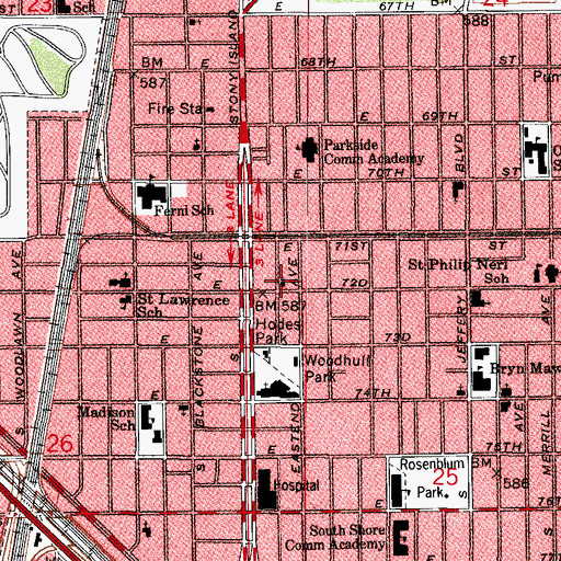 Topographic Map of South Shore Bible Baptist Church, IL