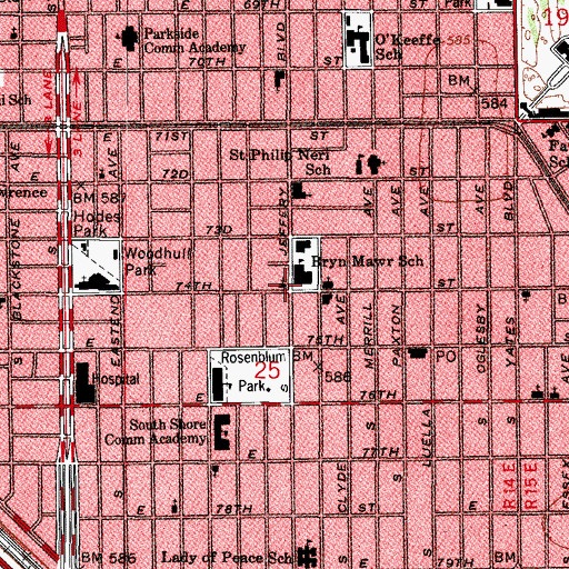 Topographic Map of South Shore United Methodist Church, IL