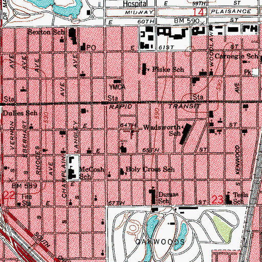 Topographic Map of South Side Gospel Church, IL