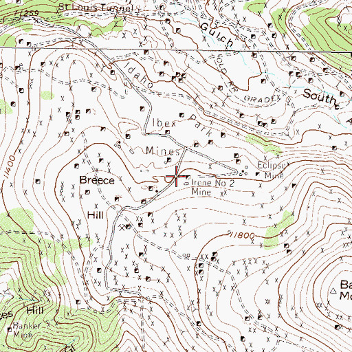 Topographic Map of Irene Number 2 Mine, CO