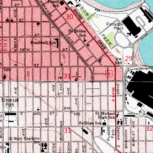 Topographic Map of Tabor Evangelical Lutheran Church, IL