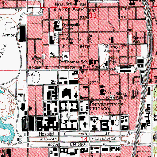 Topographic Map of University Building, IL