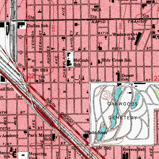 Topographic Map of Vineyard Spiritual Temple, IL