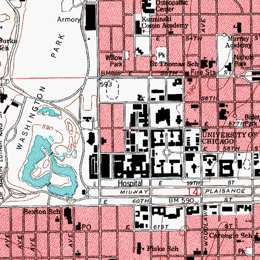 Topographic Map of Whitman Laboratory, IL