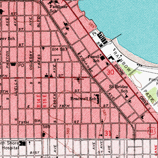 Topographic Map of Windsor Park Lutheran Church, IL
